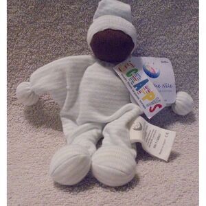 Under the Nile Stuffed Plush 8" Baby Buddy Rag Doll Lovey Soft Organic Blue Dark